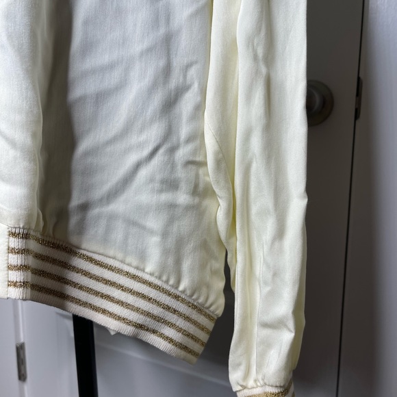 Vintage Funky Popovitch Ivory Zip-Up Jacket with Metallic Gold Sun Embroidery - Picture 7 of 9